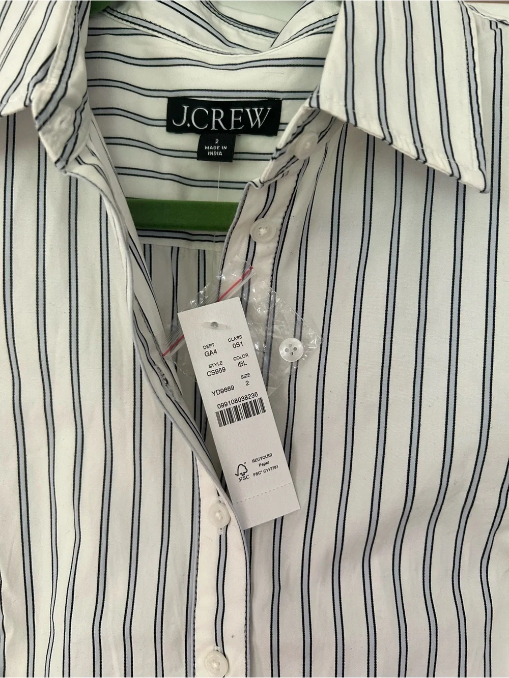 NWT J.Crew Embroidered Shirt-Dress in Striped Cotton Poplin – Size 2